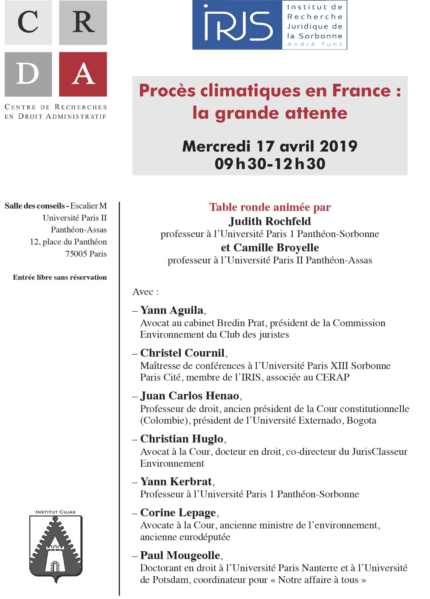 Flyer table ronde - Procès climatiques en France: la grande attente