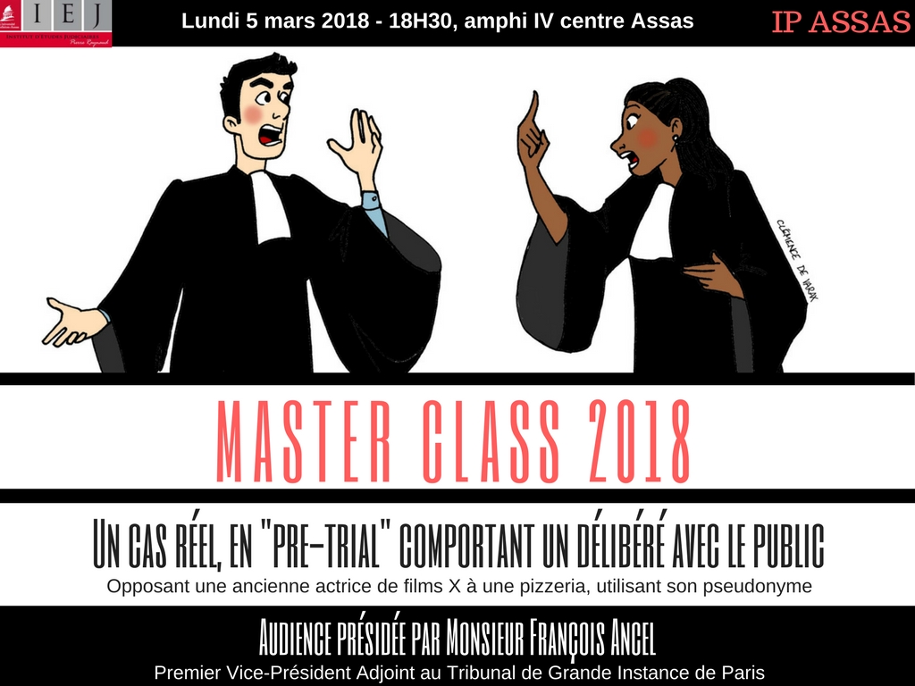 Affiche de la Masterclass 2018 de l'IEJ