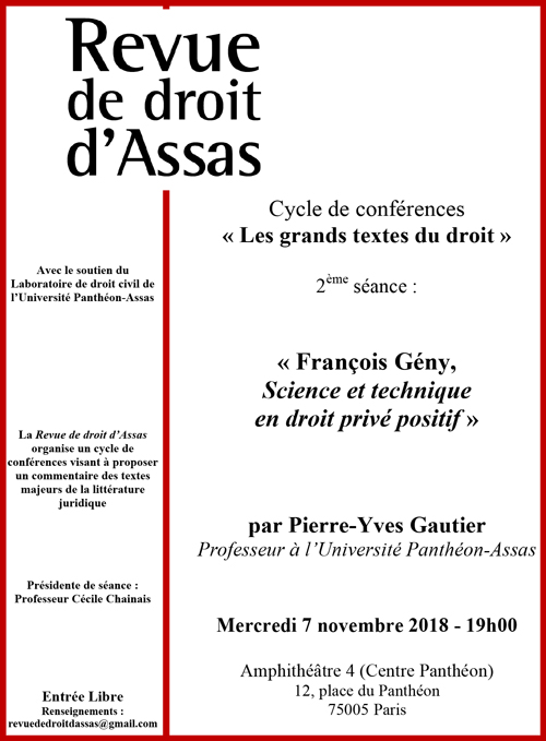 Affiche de la conférence de la revue de droit d'Assas