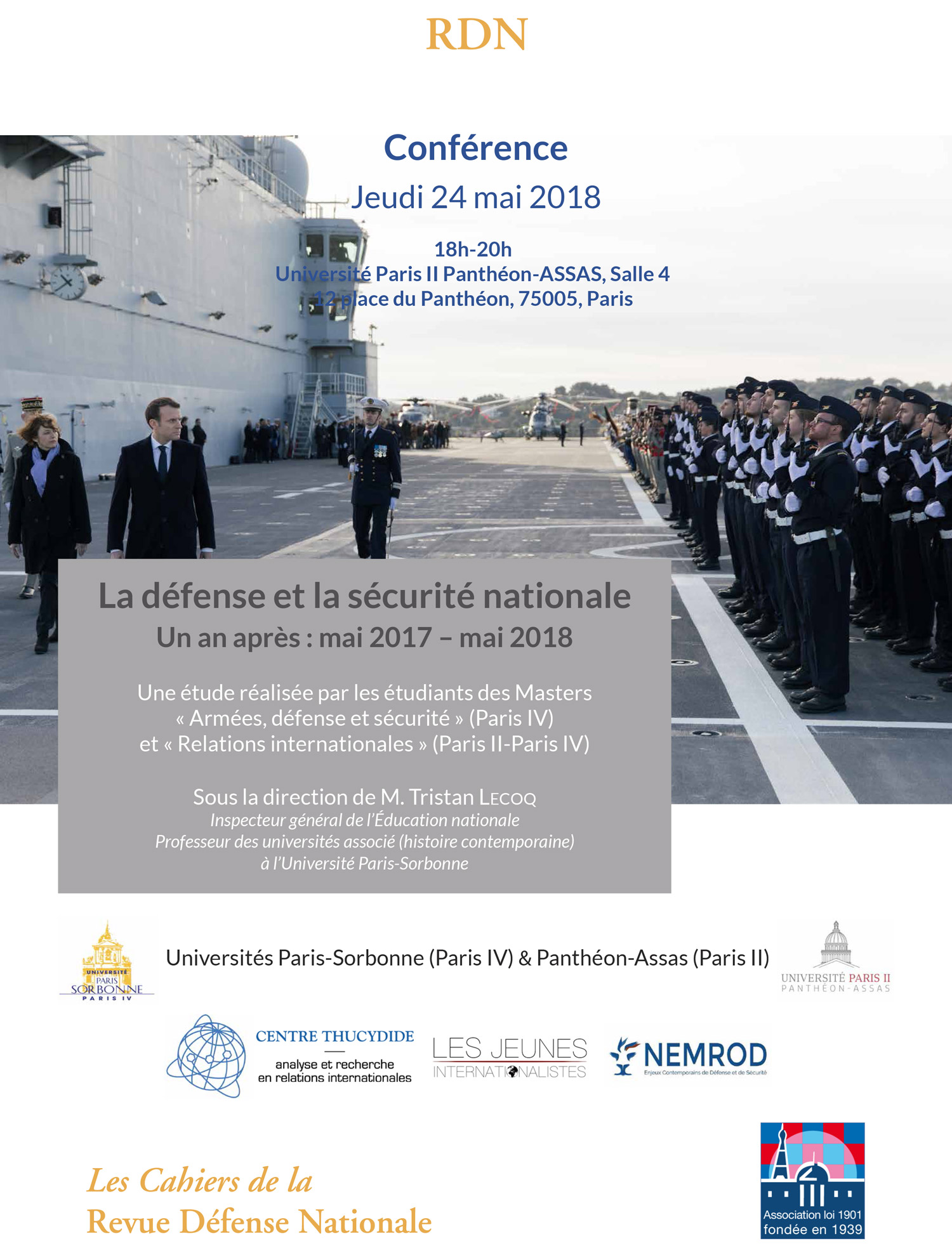 Affiche de la conférence du 24 mai 2018 organisée par le centre Thucydide