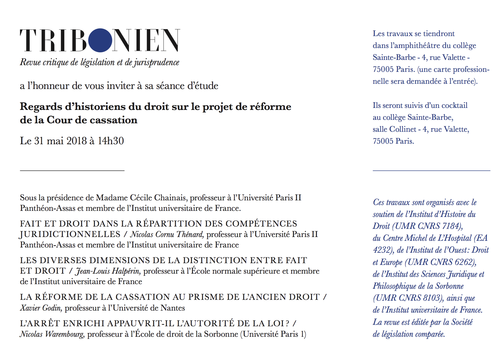 Regards d'historiens du droit sur le projet de réforme de la Cour de cassation