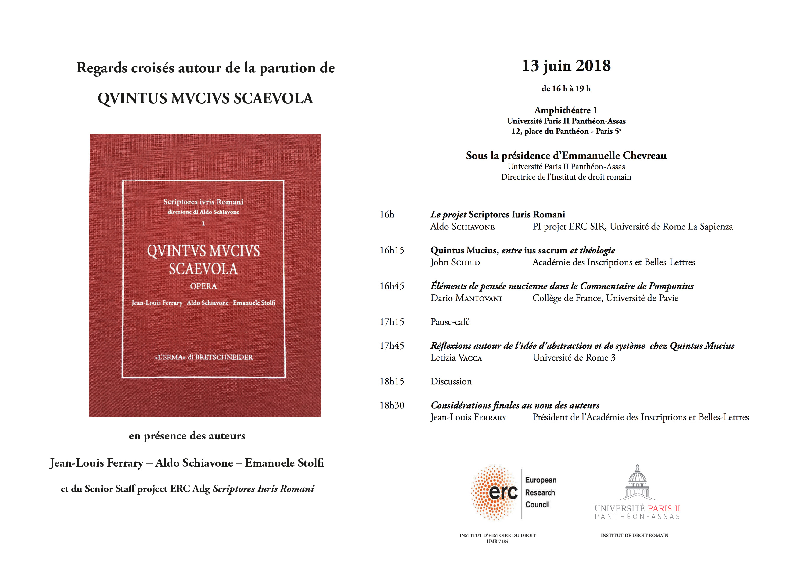 Regards croisés autour de la parution de l'ouvrage sur Quintus Mucius