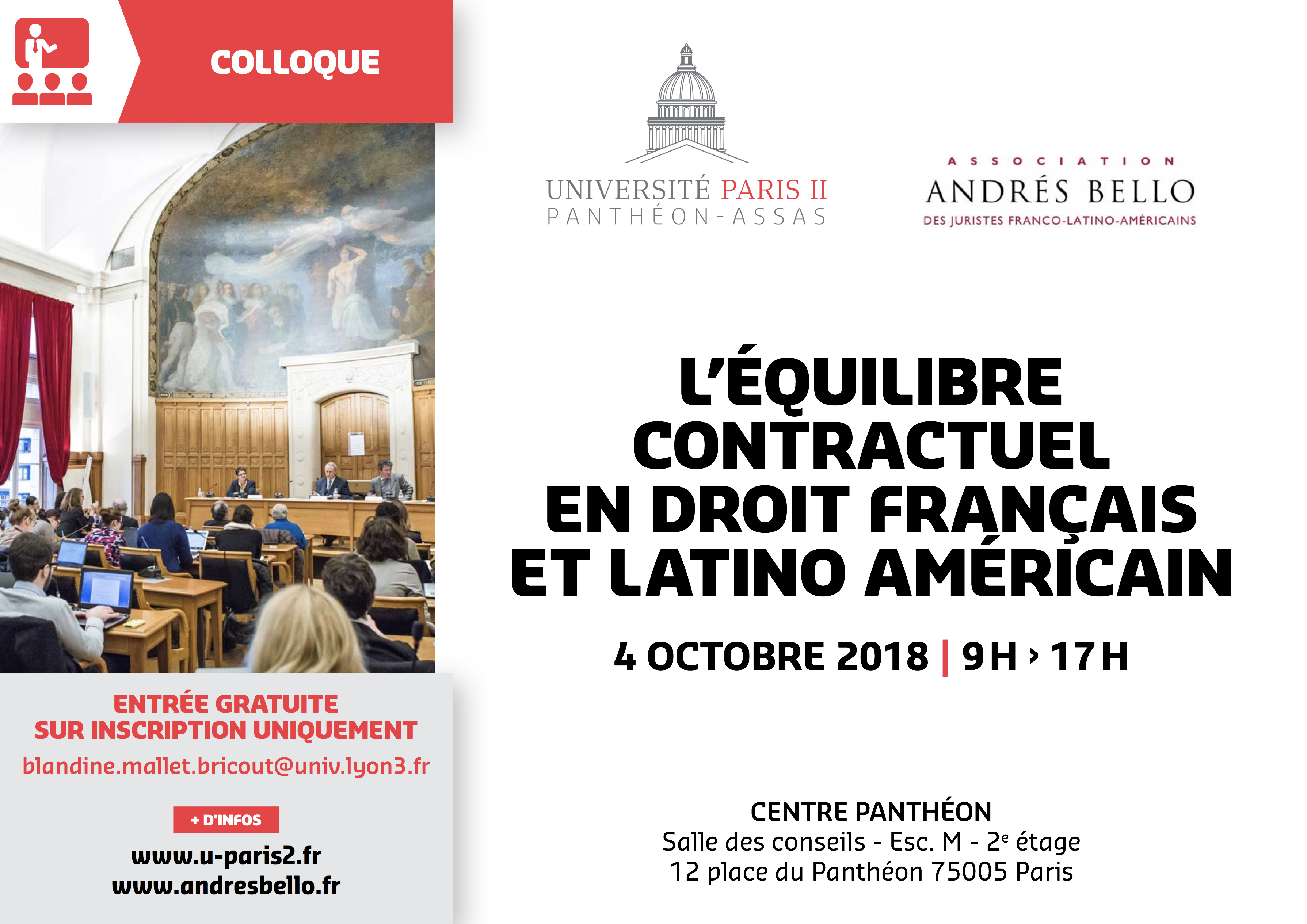 Affiche du colloque L’équilibre contractuel en droit français et latino américain
