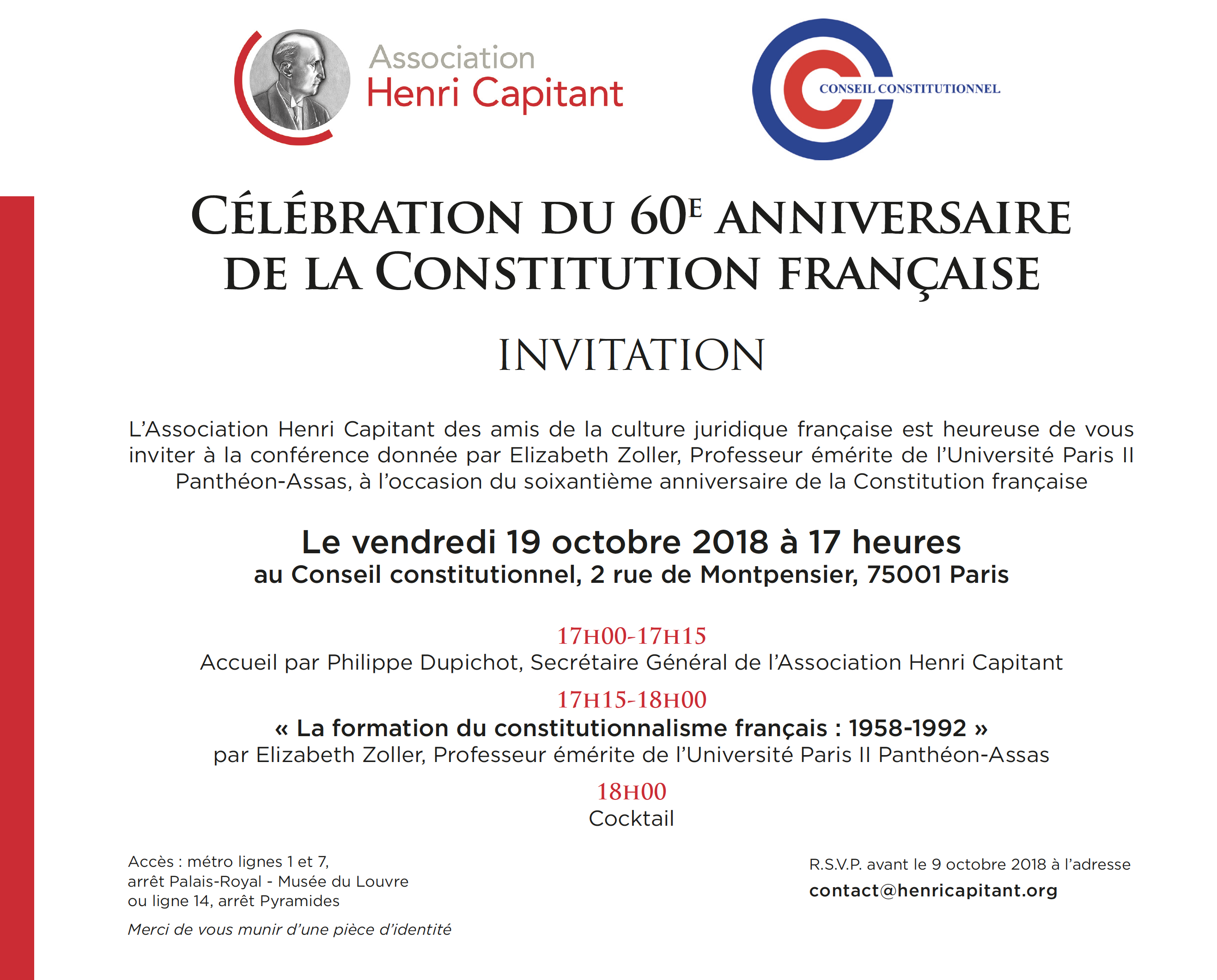 Invitation 60e anniversaire de la Constitution
