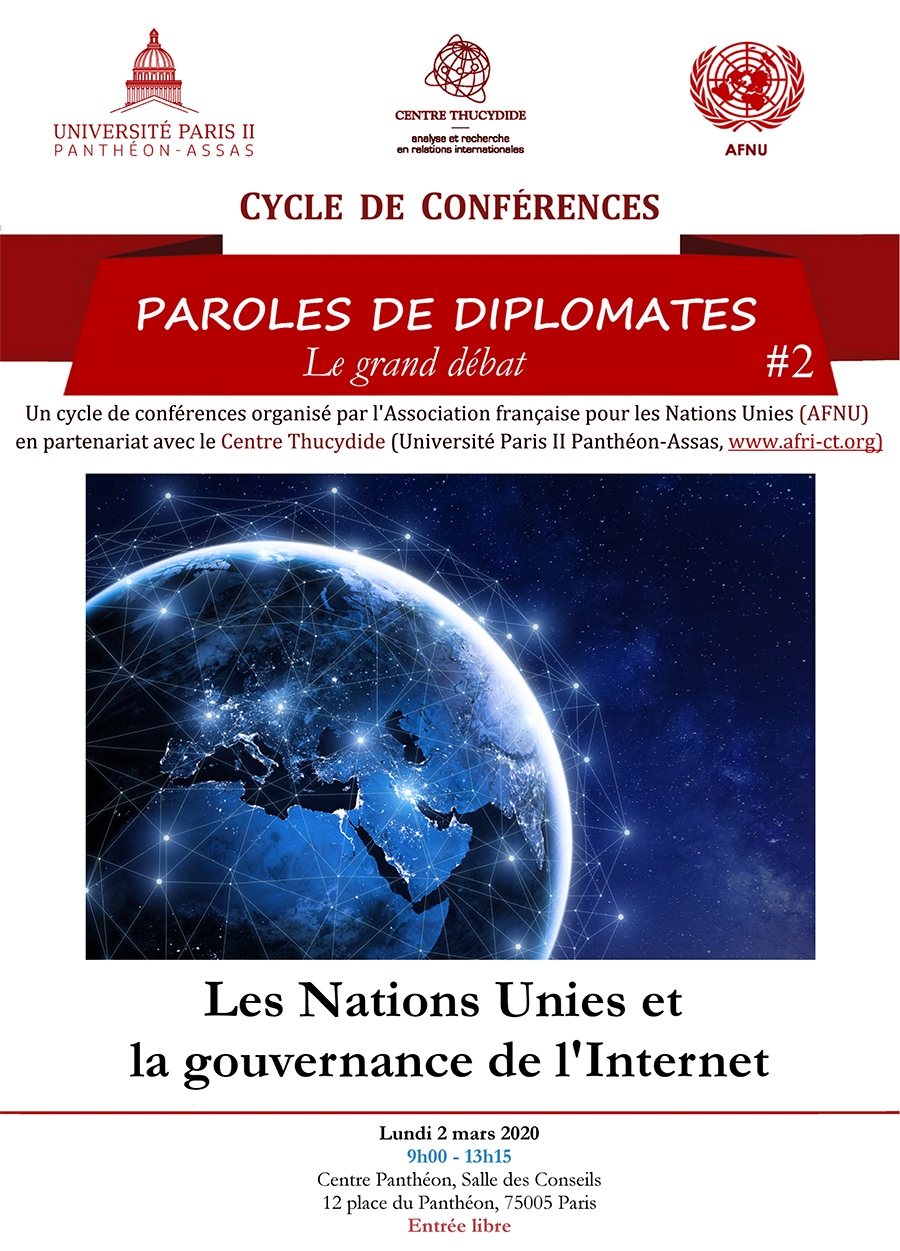Affiche de la conférence « Les Nations Unies et la gouvernance de l'Internet »