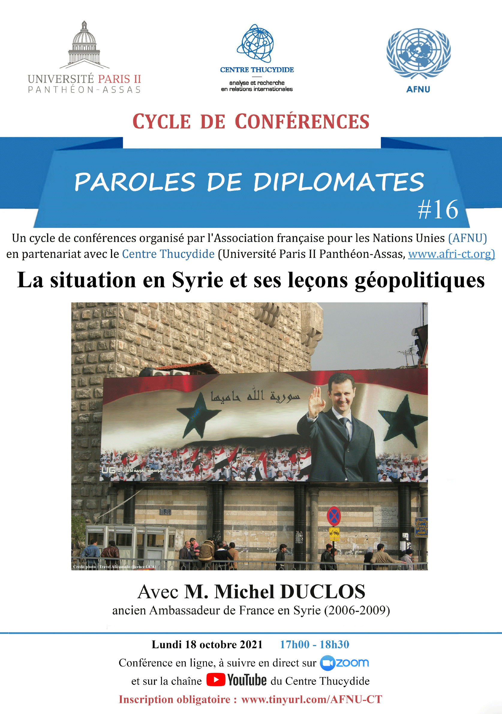Affiche de la conférence La situation en Syrie et ses leçons géopolitique
