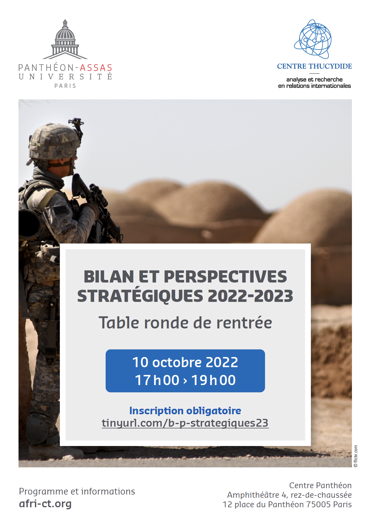 Affiche de la table ronde de rentrée Bilan et perspectives stratégiques 2022-2023