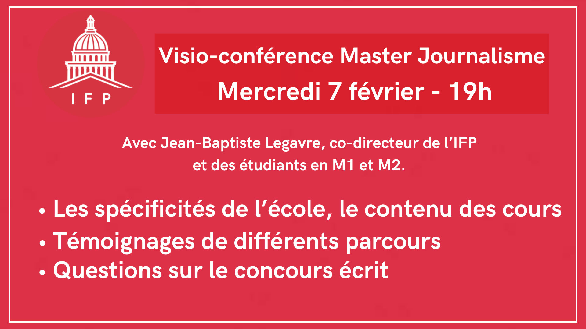 Journée Portes ouvertes du parcours Journalisme du master IFP