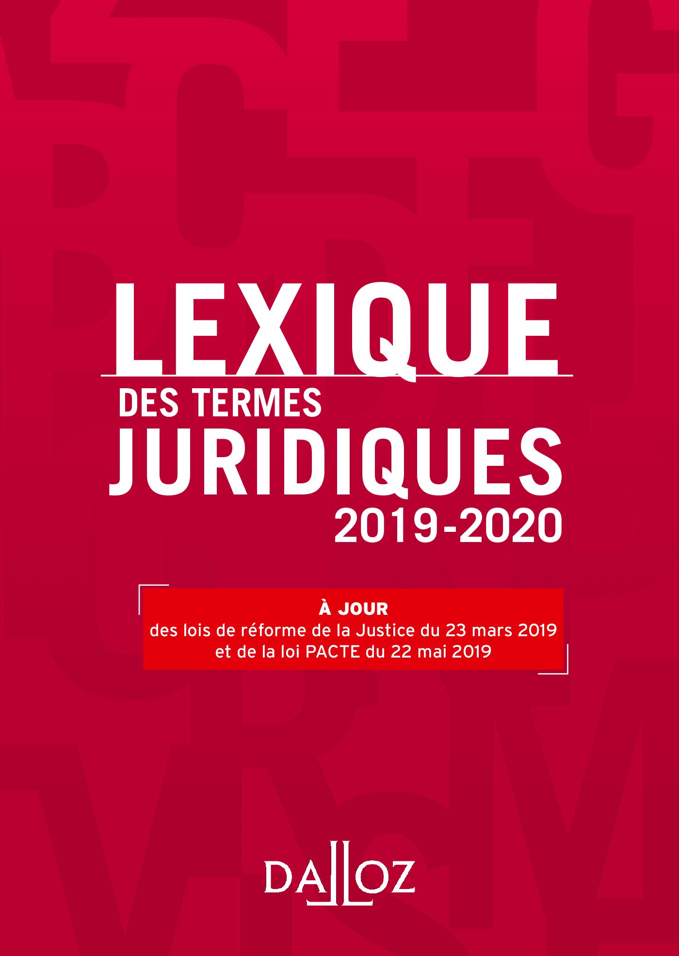 Couverture de l'ouvrage Lexique des termes juridiques 2019-2020