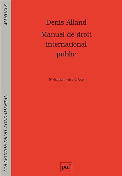 Couverture de l'ouvrage Manuel de droit international public (8e edition)