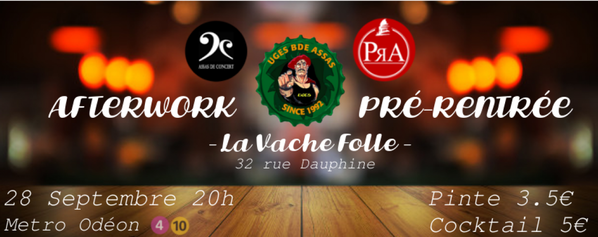 Affiche Afterwork prérentrée La vache folle Affiche Afterwork prérentrée La vache folle